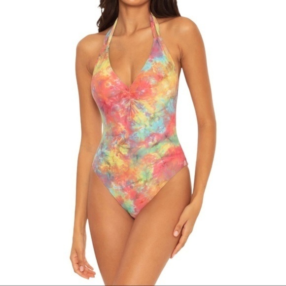 Soluna Swim Tie Dye Reversible Plunge Halter One Piece Swimsuit NWOT size L - Picture 9 of 10